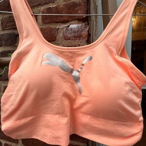 NW/OT Puma Women's Peach Sports Bra with Silver Logo